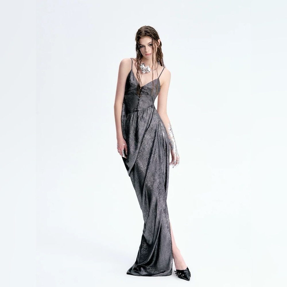 Silver maxi designer dress